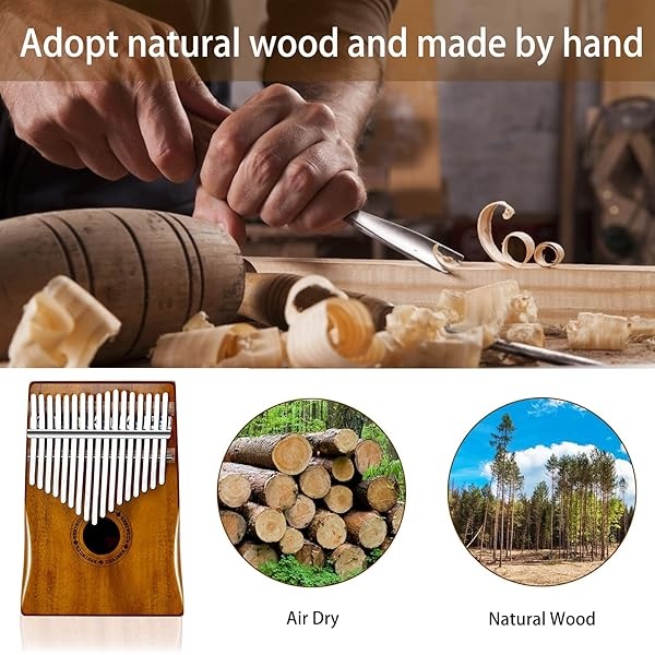 EASTROCK Kalimba Piano de pulgar portátil de 17 teclas Mbira Piano de dedo con instrucciones de estudio y martillo de afinación, acacia/madera de kalimba regalo para niños y adultos, principiantes - Image 5