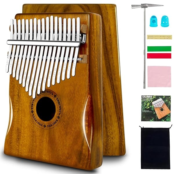 EASTROCK Kalimba Piano de pulgar portátil de 17 teclas Mbira Piano de dedo con instrucciones de estudio y martillo de afinación, acacia/madera de kalimba regalo para niños y adultos, principiantes