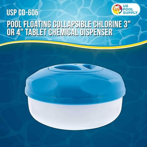 EE.UU. Dispensador de productos químicos para tabletas de cloro plegable flotante de 3 o 4 pulgadas, 8 pulgadas de diámetro, entrega química equilibrada ajustable - Image 3