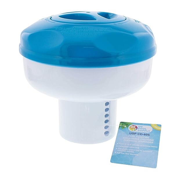 EE.UU. Dispensador de productos químicos para tabletas de cloro plegable flotante de 3 o 4 pulgadas, 8 pulgadas de diámetro, entrega química equilibrada ajustable