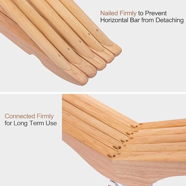 ELONG HOME - Juego de 20 perchas de madera maciza con acabado extra suave, muescas de corte preciso y gancho giratorio chapado en cromo, perchas de ropa para camisa, chamarra, chamarra, vestido, natural - Image 5