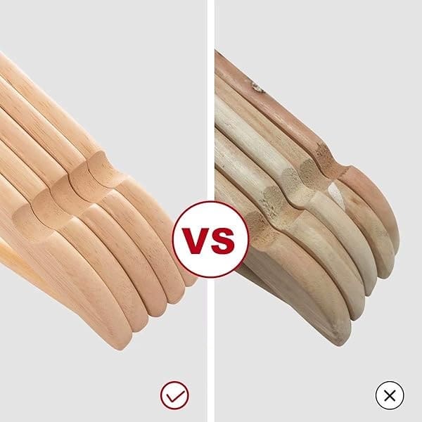 ELONG HOME - Juego de 20 perchas de madera maciza con acabado extra suave, muescas de corte preciso y gancho giratorio chapado en cromo, perchas de ropa para camisa, chamarra, chamarra, vestido, natural - Image 7
