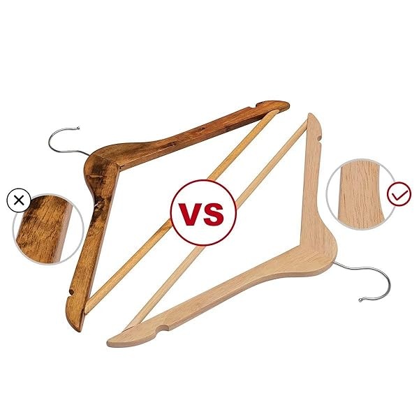 ELONG HOME - Juego de 20 perchas de madera maciza con acabado extra suave, muescas de corte preciso y gancho giratorio chapado en cromo, perchas de ropa para camisa, chamarra, chamarra, vestido, natural - Image 8