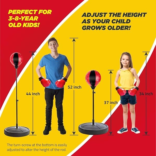 EMAAS OnBash Punching Bag Set for Kids with Punching Bag,Boxing Gloves,Hand Pump & Adjustable Stand-Safe for Kids Aged 3 & Above-Great Gift Option for Girls & Boys- Portable & Long-Lasting - Image 5