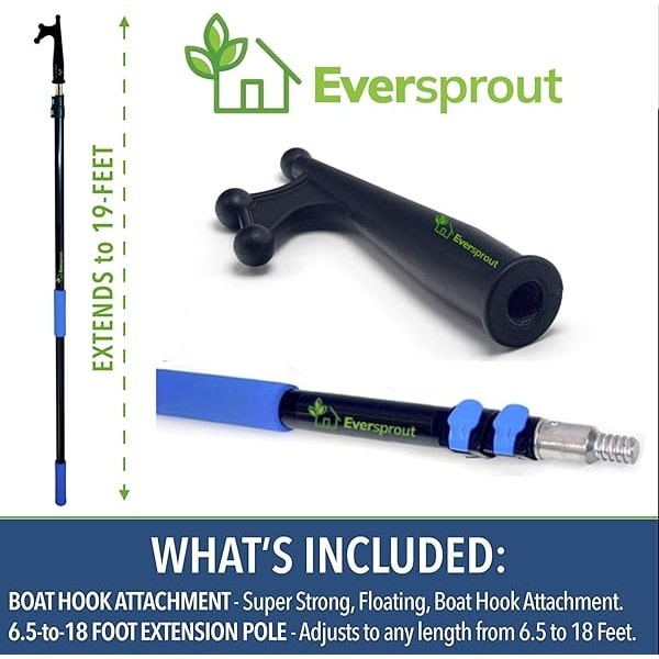 EVERSPROUT - Gancho telescópico para barco de 5 a 12 pies, flotadores, resistente a los arañazos, diseño resistente, duradero y ligero, poste de aluminio anodizado de 3 etapas | extremo roscado para - Image 4