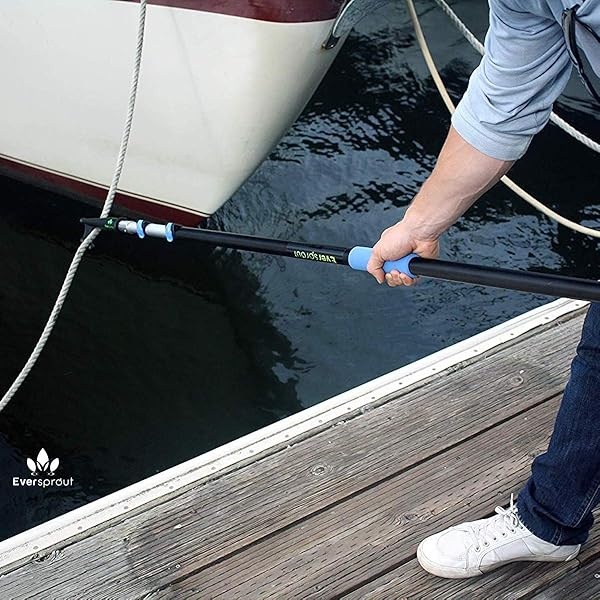 EVERSPROUT - Gancho telescópico para barco de 5 a 12 pies, flotadores, resistente a los arañazos, diseño resistente, duradero y ligero, poste de aluminio anodizado de 3 etapas | extremo roscado para - Image 7