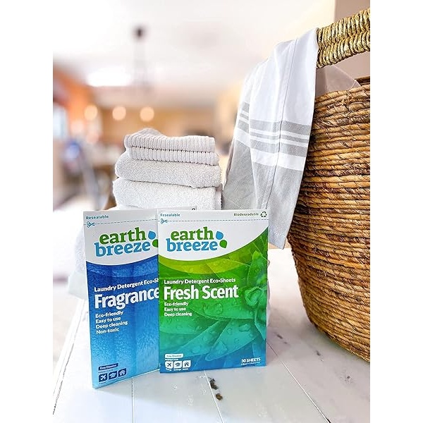 Earth Breeze - Hojas de detergente para ropa sin líquido - Aroma fresco - Sin jarra de plástico (120 cargas) 60 hojas (paquete de 2) - Image 6