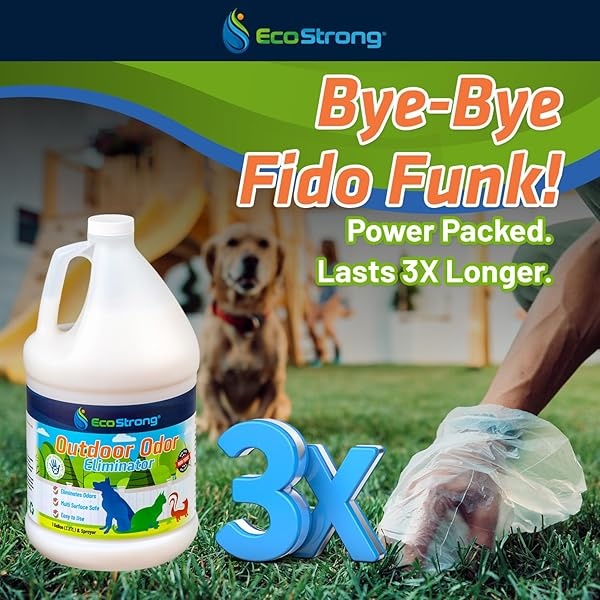 Eco Strong Eliminador de olores al aire libre | Limpiador de enzimas de orina de perro – Potente desodorante para mascotas, gatos, animales | Fuerza profesional para patio, césped, perreras, patios, cubiertas (1 galón) - Image 4