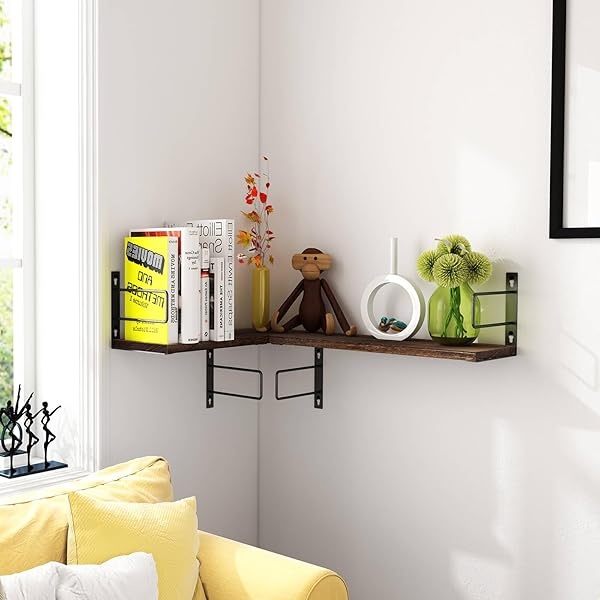 Eifiwot Estantes flotantes montados en la pared, estante de pared para baño, sala de estar, recámara, cocina, estantes para decoración de pared, juego de 2 unidades, color café - Image 4