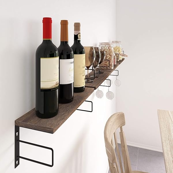 Eifiwot Estantes flotantes montados en la pared, estante de pared para baño, sala de estar, recámara, cocina, estantes para decoración de pared, juego de 2 unidades, color café - Image 5