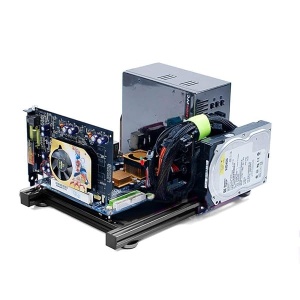 Electric Magic Banco de Prueba ATX para Placa Base, Marco de Aire Abierto, Carcasa de computadora, Soporte de Aluminio para Bricolaje, Marco Desnudo, Tarjeta gráfica de Soporte Negro, ITX