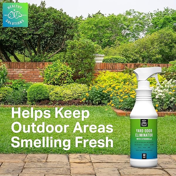 Eliminador de olores de patio para perros más citronela – Desodorante de patio al aire libre para orina y caca de perro – Recambio de 66 onzas líquidas elimina el olor del césped y el patio – Uso en césped, patios, grava, hormigón y más - Image 3