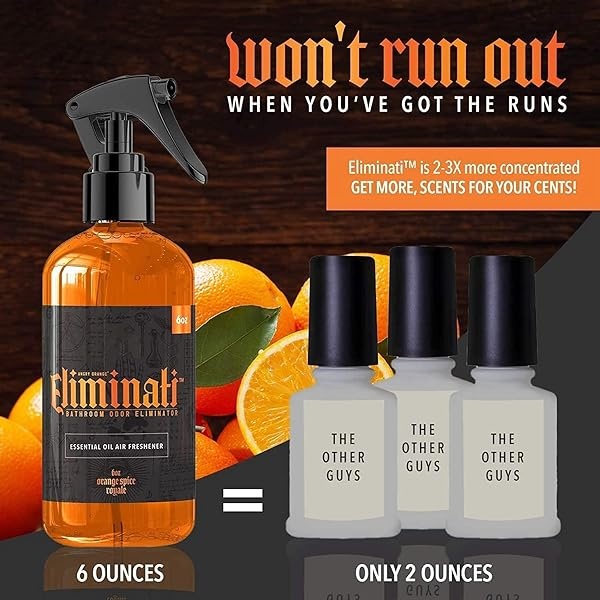 Eliminati - Spray para inodoro y baño - 6 onzas de aroma a naranja Spice Royale ambientador y eliminador de olores - Pre popurrí spray de cítricos como popurrí, uso para caca, mascotas o hogar - por Angry Orange - Image 4