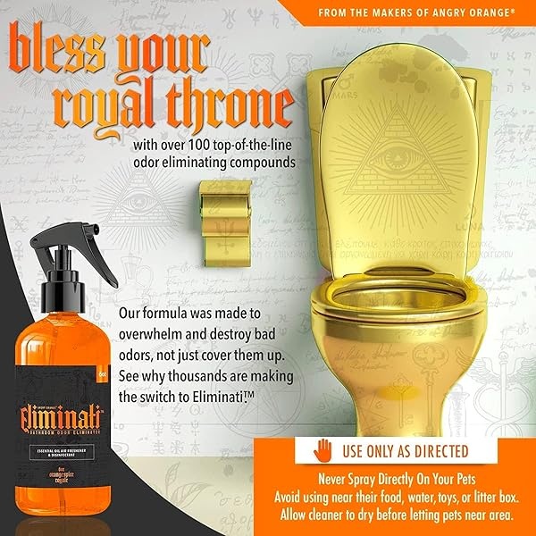 Eliminati - Spray para inodoro y baño - 6 onzas de aroma a naranja Spice Royale ambientador y eliminador de olores - Pre popurrí spray de cítricos como popurrí, uso para caca, mascotas o hogar - por Angry Orange - Image 7