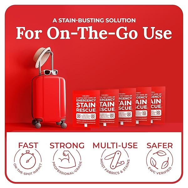 Emergency Stain Rescue Quitamanchas – Toallitas multiusos para alfombras, tapicería, ropa, añadir a lavandería, funciona en manchas orgánicas o inorgánicas frescas y viejas (25 toallitas individuales) - Image 3