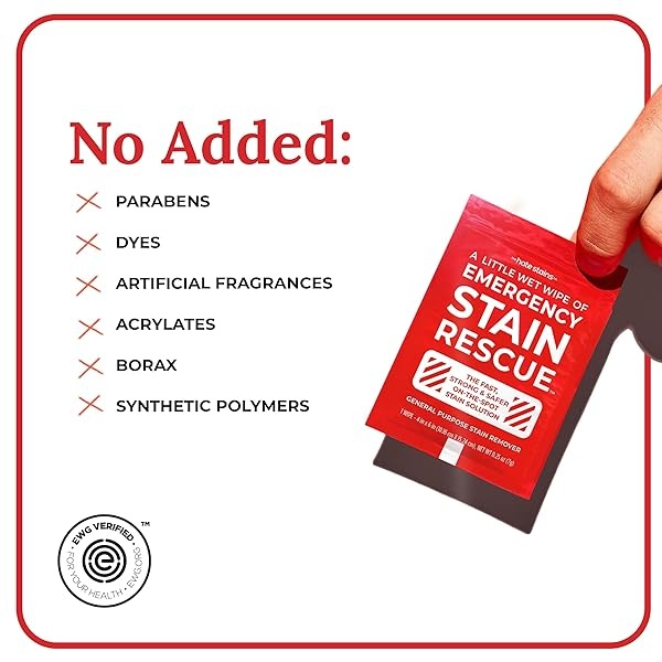 Emergency Stain Rescue Quitamanchas – Toallitas multiusos para alfombras, tapicería, ropa, añadir a lavandería, funciona en manchas orgánicas o inorgánicas frescas y viejas (25 toallitas individuales) - Image 5