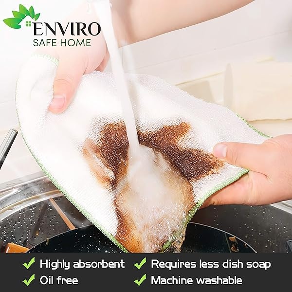 Enviro Safe Home - Paños de cocina de rayón – Toallas reutilizables sin papel – 2 tamaños, 4 colores, sin olor, respetuoso con el medio ambiente, extra absorbentes (paquete de 8) - Image 6