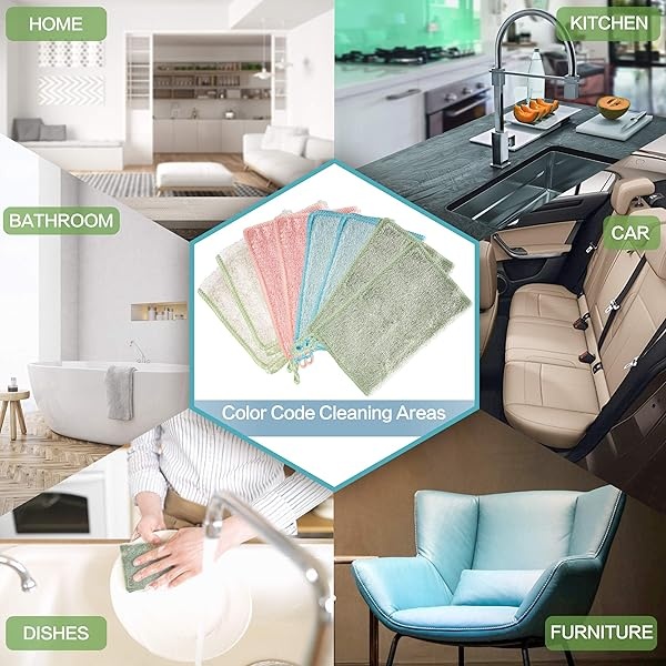 Enviro Safe Home - Paños de cocina de rayón – Toallas reutilizables sin papel – 2 tamaños, 4 colores, sin olor, respetuoso con el medio ambiente, extra absorbentes (paquete de 8) - Image 8