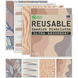 Eparé - Paños suecos para cocina - Paquete de 8 paños suecos absorbentes - Paños de cocina desechables para lavar platos, ropa sueca lavables, paños de esponja suecos para cocina reutilizables