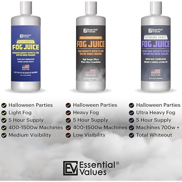 Essential Values - Líquido para máquina de niebla - Líquido para máquina de humo - Zumo de niebla de larga duración - Humo de densidad media para nebulizadores a base de agua - Para máquinas de - Image 5