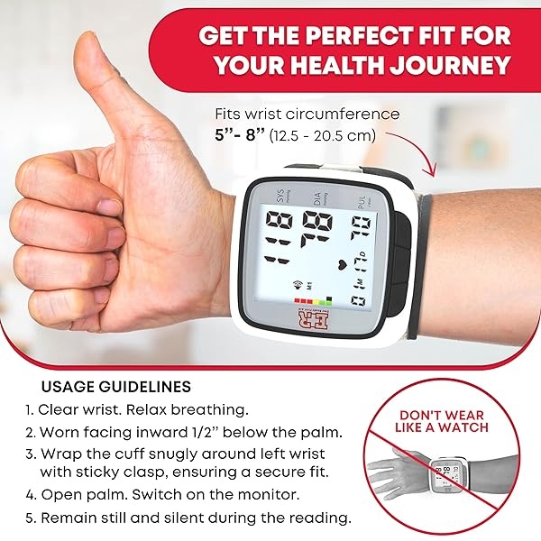 Ever Ready - Reloj de pulsera para primeros auxilios, totalmente automático, con monitor de presión arterial, color negro, pilas incluidas - Image 6