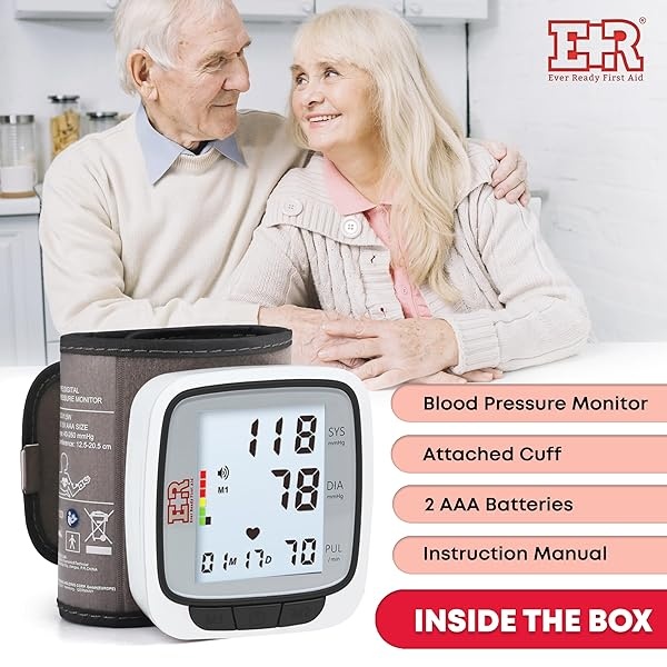 Ever Ready - Reloj de pulsera para primeros auxilios, totalmente automático, con monitor de presión arterial, color negro, pilas incluidas - Image 8