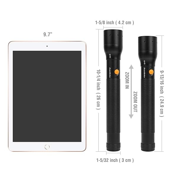EverBrite Linterna táctica ultrabrillante, enfoque ajustable con zoom de 900 lúmenes, 3 modos de luz, linterna de aluminio resistente para suministros de huracán, camping, incluye baterías alcalinas 3C - Image 7