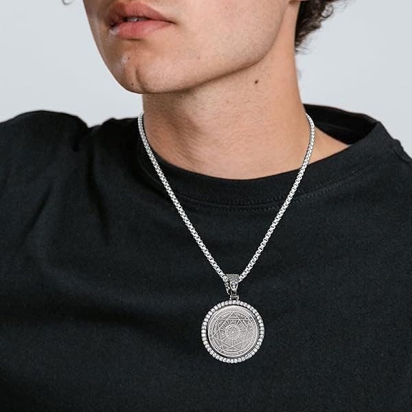 FLYUN - Collar de San Miguel para hombre, con colgante de sello de los 7 arcángeles, collar de acero inoxidable para hombre, protección de talismán espiritual, amuleto curativo, joyería colgante de - Image 4