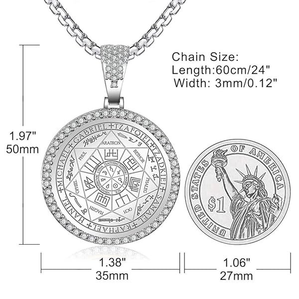 FLYUN - Collar de San Miguel para hombre, con colgante de sello de los 7 arcángeles, collar de acero inoxidable para hombre, protección de talismán espiritual, amuleto curativo, joyería colgante de - Image 6