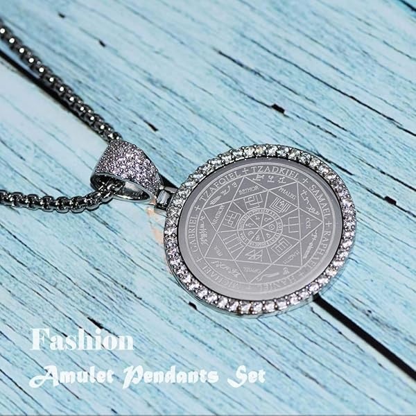 FLYUN - Collar de San Miguel para hombre, con colgante de sello de los 7 arcángeles, collar de acero inoxidable para hombre, protección de talismán espiritual, amuleto curativo, joyería colgante de - Image 8