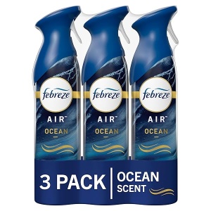 Febreze Ambientador en spray, océano, eliminador de olores, 3 unidades