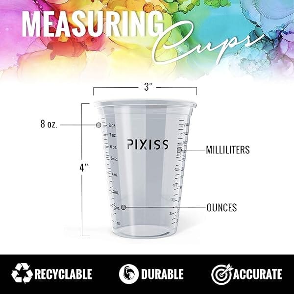 Floetrol para pintura acrílica para verter aditivo medio, suministros para verter pintura blanca, 20 vasos desechables para mezclar, 20 varillas de mezcla de pintura Pixiss para madera - Image 3
