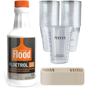 Floetrol para pintura acrílica para verter aditivo medio, suministros para verter pintura blanca, 20 vasos desechables para mezclar, 20 varillas de mezcla de pintura Pixiss para madera
