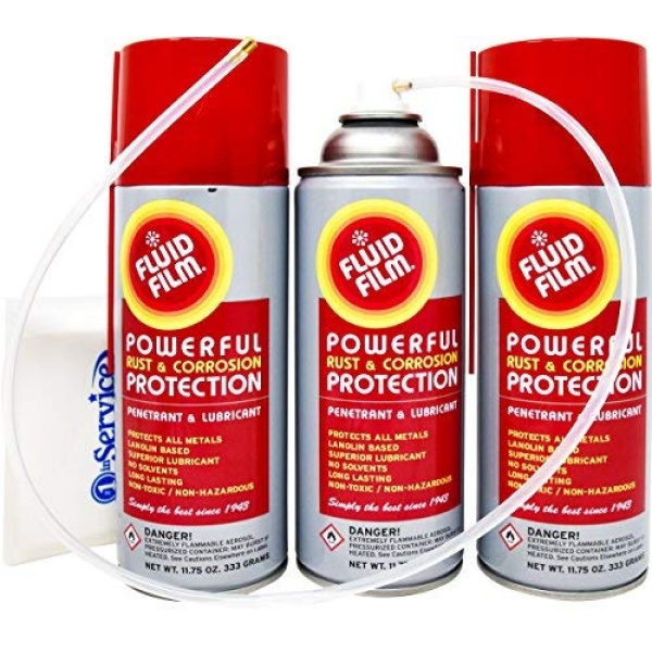 Fluid Film 11.75 oz. Spray 3-Pak, Spray can Extension Wand, Bonus Number 1 in Service Wallet Size Tissue Pack