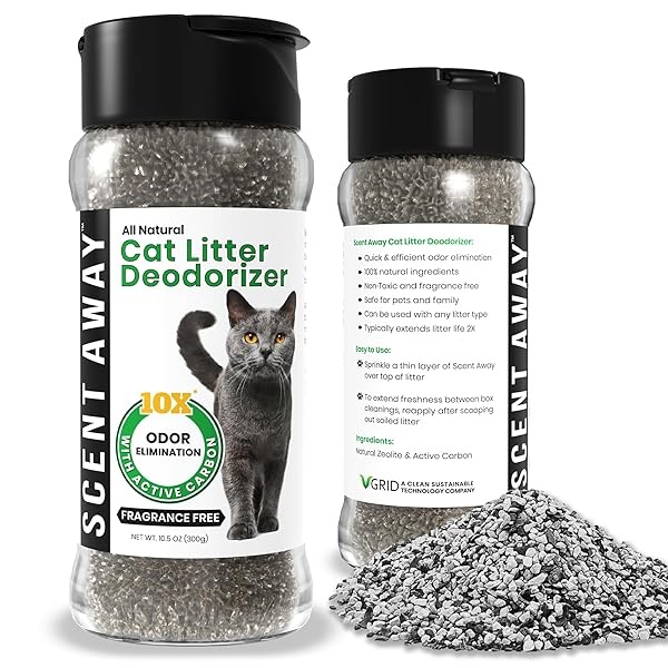 Fragent Away - Desodorizador de arena para gatos sin fragancia con carbón activo (paquete de 1)