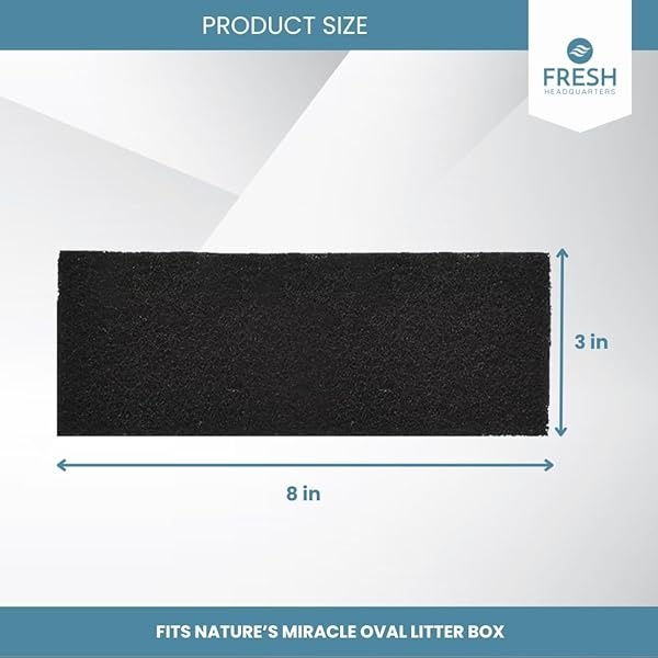Fresh Headquarters - Filtros de basura de repuesto para caja de arena para gatos Natures Miracle – Filtros de carbón activado eliminan hasta el 99% de los olores de la caja de basura - 8 pulgadas x 3 pulgadas (6 unidades) - Image 4