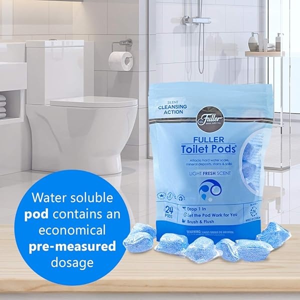 Fuller Brush Cápsulas limpiadoras de inodoro – limpiadores solubles en agua – Limpia desincrustaciones y refresca los inodoros de baño, elimina los olores, los suelos y las manchas de luz fresca aroma ideal para hogares y negocios - Image 6