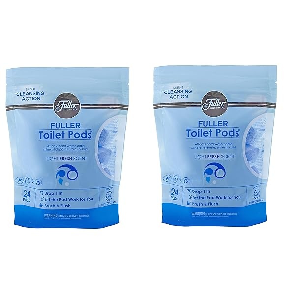Fuller Brush Cápsulas limpiadoras de inodoro – limpiadores solubles en agua – Limpia desincrustaciones y refresca los inodoros de baño, elimina los olores, los suelos y las manchas de luz fresca aroma ideal para hogares y negocios