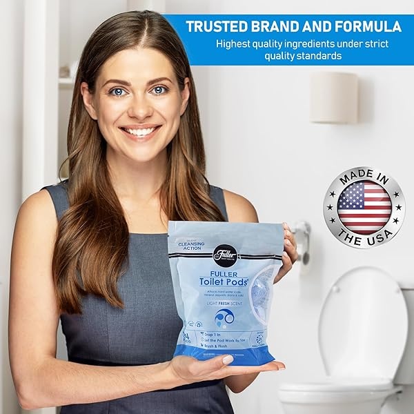 Fuller Brush Capsulas limpiadoras de inodoro - limpiadores solubles en agua - Limpia desincrustaciones y refresca los inodoros de bano, elimina los olores, los suelos y las manchas de luz fresca aroma ideal para hogares y negocios - Image 8