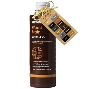 Furniture Clinic - Tinte para madera | Múltiples acabados, secado rápido, muebles de interior y exterior y más, a base de agua, bajo olor, no tóxico, poliuretano, ceniza blanca (8.5 onzas / 250 ml)