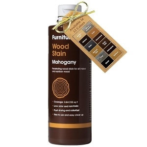 Furniture Clinic - Tinte para madera | Múltiples acabados, secado rápido, muebles de interior y exterior y más, a base de agua, bajo olor, no tóxico, poliuretano, caoba (8.5 onzas / 250 ml)