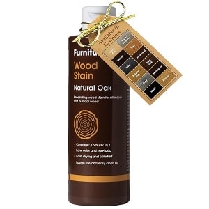 Furniture Clinic - Tinte para madera | Múltiples acabados, secado rápido, muebles de interior y exterior y más, a base de agua, bajo olor, no tóxico, poliuretano, roble natural (8.5 onzas / 250 ml)