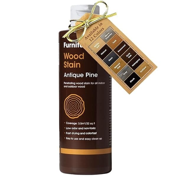 Furniture Clinic - Tinte para madera | Múltiples acabados, secado rápido, muebles de interior y exterior y más, a base de agua, bajo olor, no tóxico, poliuretano, pino antiguo (8.5 onzas / 250 ml)