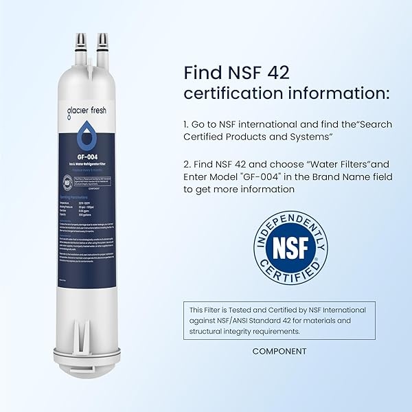 GLACIER FRESH 4396841 Filtro de agua para refrigerador compatible con EDR3RXD1, 4396841, 4396710, filtro 3, 46-9083, 46-9030, 9030, 9083 Filtro de agua para refrigerador | Paquete de 2 - Image 5