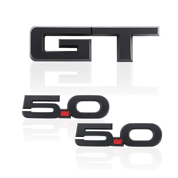 GT Emblema + 5.0 Emblema x 2 para Ford Mustang Badge Decal, Negro mate - Image 3