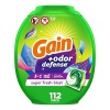 Gain Flings Laundry Detergent Pacs with Odor Defense, Super Fresh HE 3in1 Detergent Pacs with Febreze and Oxi, 112 count