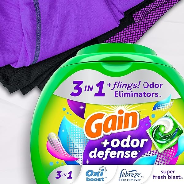 Gain Flings Laundry Detergent Pacs with Odor Defense, Super Fresh HE 3in1 Detergent Pacs with Febreze and Oxi, 112 count - Image 7