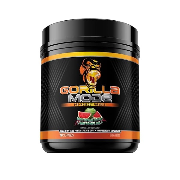 Gorilla Mind COPU Gorilla Mode Pre Workout - Bombas masivas · Enfoque láser · Energía · Potencia - L-citrulina, creatina, GlycerPump™, L-tirosina, agmatina, kanna, citrato de N-fenetilo dimetilamina - 590 gramos (sandía)