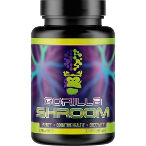 Gorilla Mode Shrooms - 4 setas dosificadas adecuadamente, 180 cápsulas, aumento de energía, creatividad y resistencia