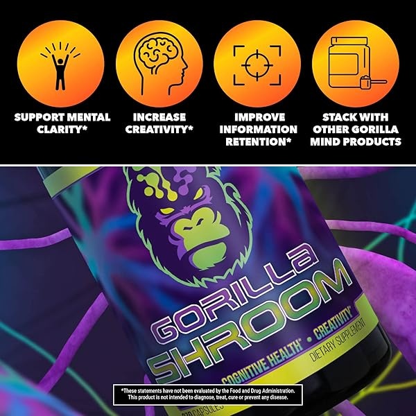 Gorilla Mode Shrooms - 4 setas dosificadas adecuadamente, 180 cápsulas, aumento de energía, creatividad y resistencia - Image 5